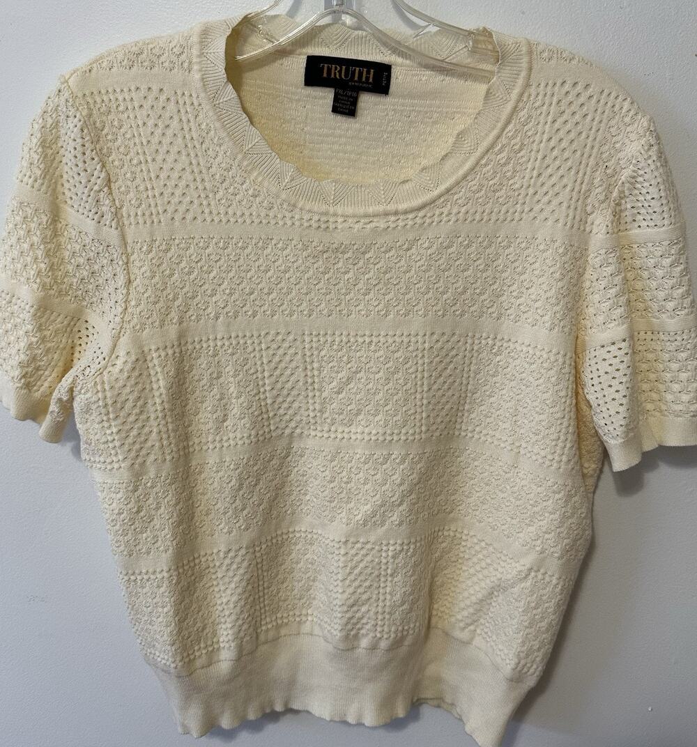 Truth by Republic Butter Yellow Knit Blouse Sweater Size Petite Xl Runs Medium